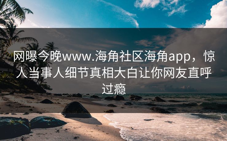 网曝今晚www.海角社区海角app，惊人当事人细节真相大白让你网友直呼过瘾