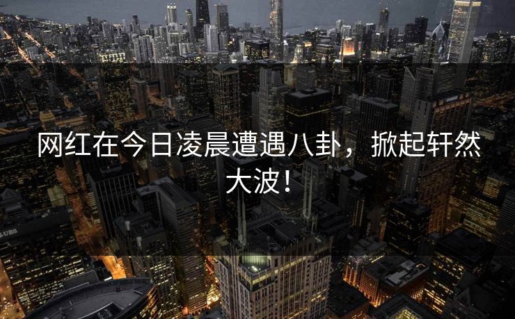 网红在今日凌晨遭遇八卦，掀起轩然大波！