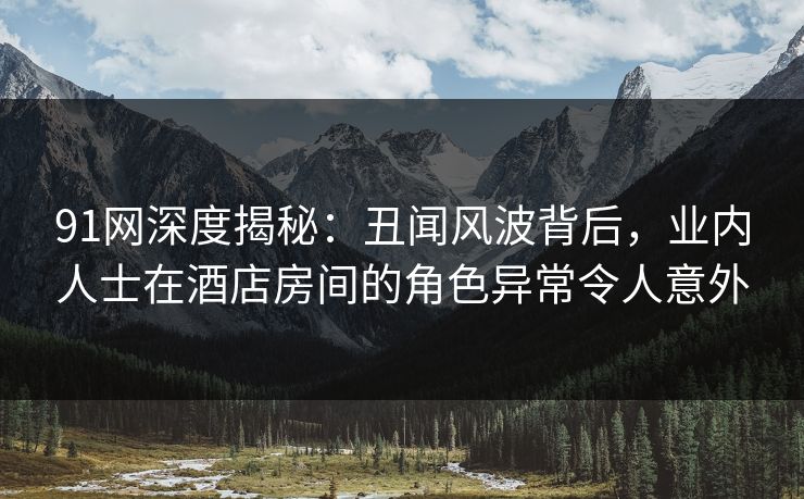 91网深度揭秘：丑闻风波背后，业内人士在酒店房间的角色异常令人意外